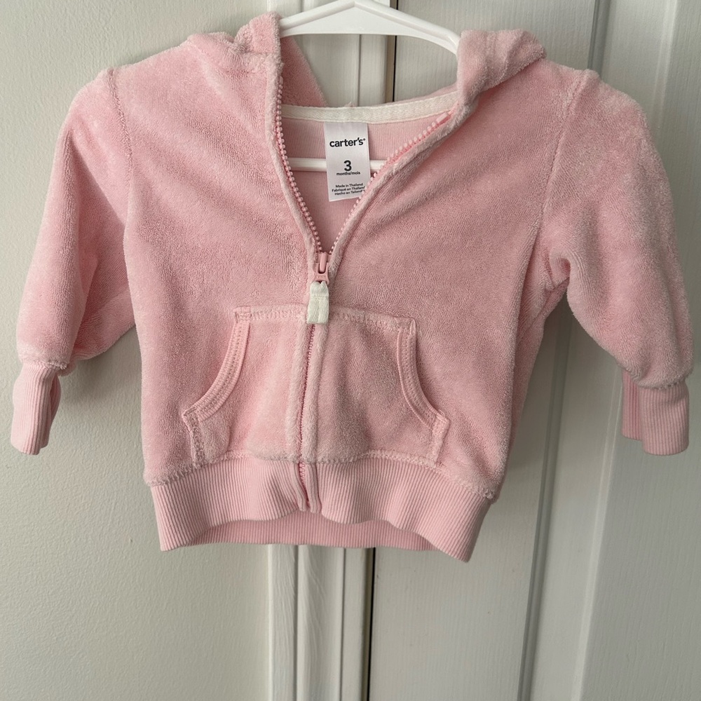 Carter's Soft Pink Towel Zip-Up Hoodie